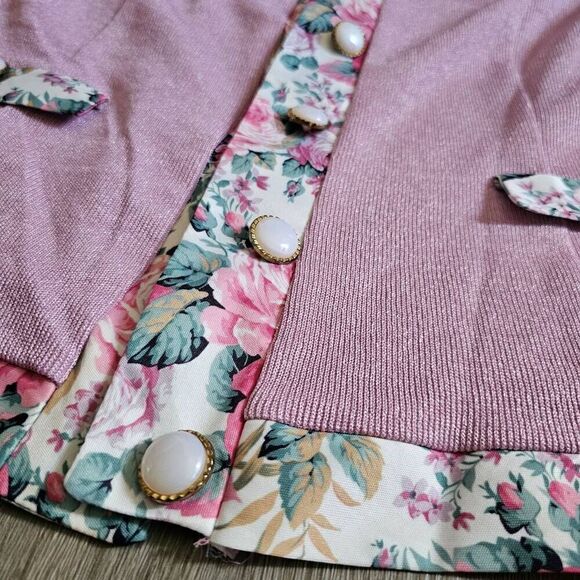 Leni Leni Vintage Made in USA Size 12 Women's Blouse Pink Floral - Picture 2 of 9